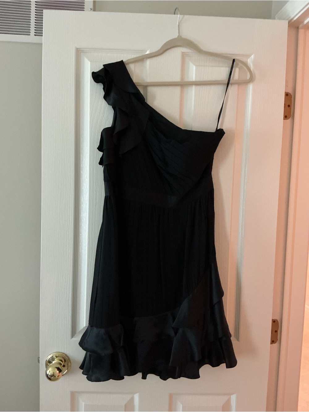 Phoebe Couture Black One-Shoulder Ruffle Dress